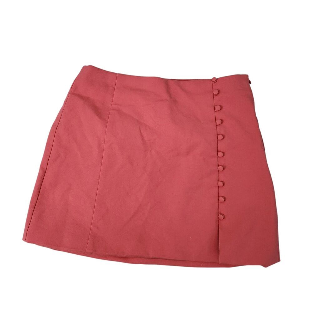 Zara Skirt Womens Medium Pink Buttoned Front Bloggers Favorite Mini Stretch Boho